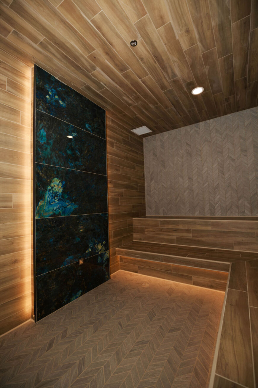 Steam room inside the Siesta Hills clubhouse near the indoor pool and fitness center in Mankato Minnesota