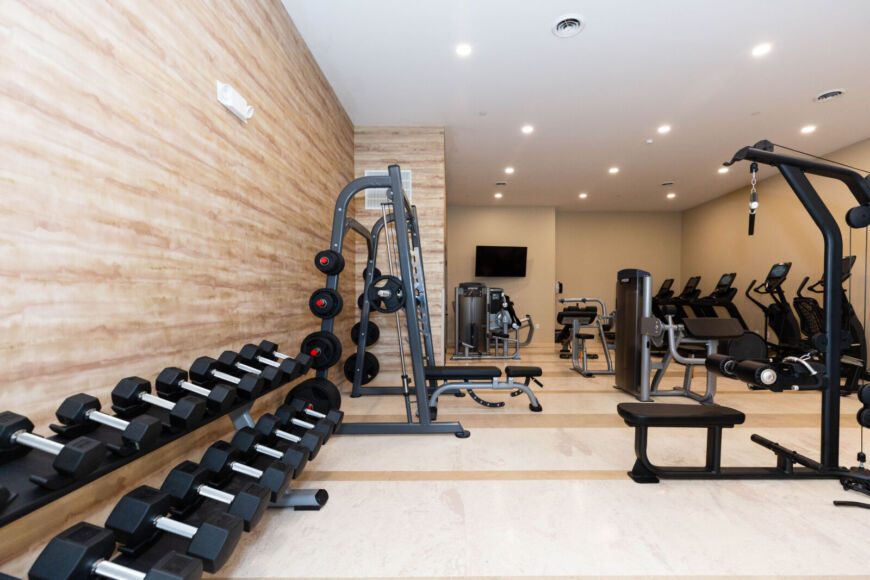 Siesta Hills clubhouse fitness center with gym equipment in Mankato Minnesota
