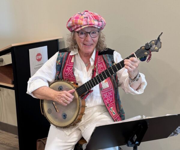 Resident musician performing at a Siesta Hills community event in Mankato Minnesota