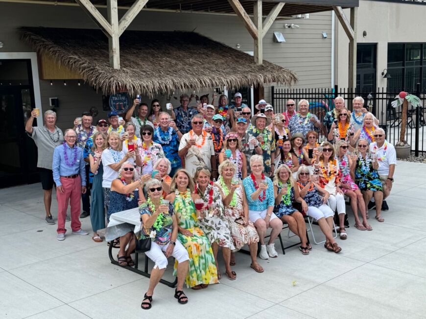Siesta Hills residents enjoying a summer tiki hut gathering in Mankato Minnesota