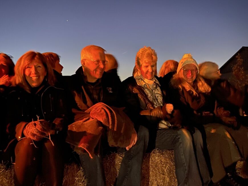 Residents enjoying a fall hayride at Siesta Hills in Mankato Minnesota