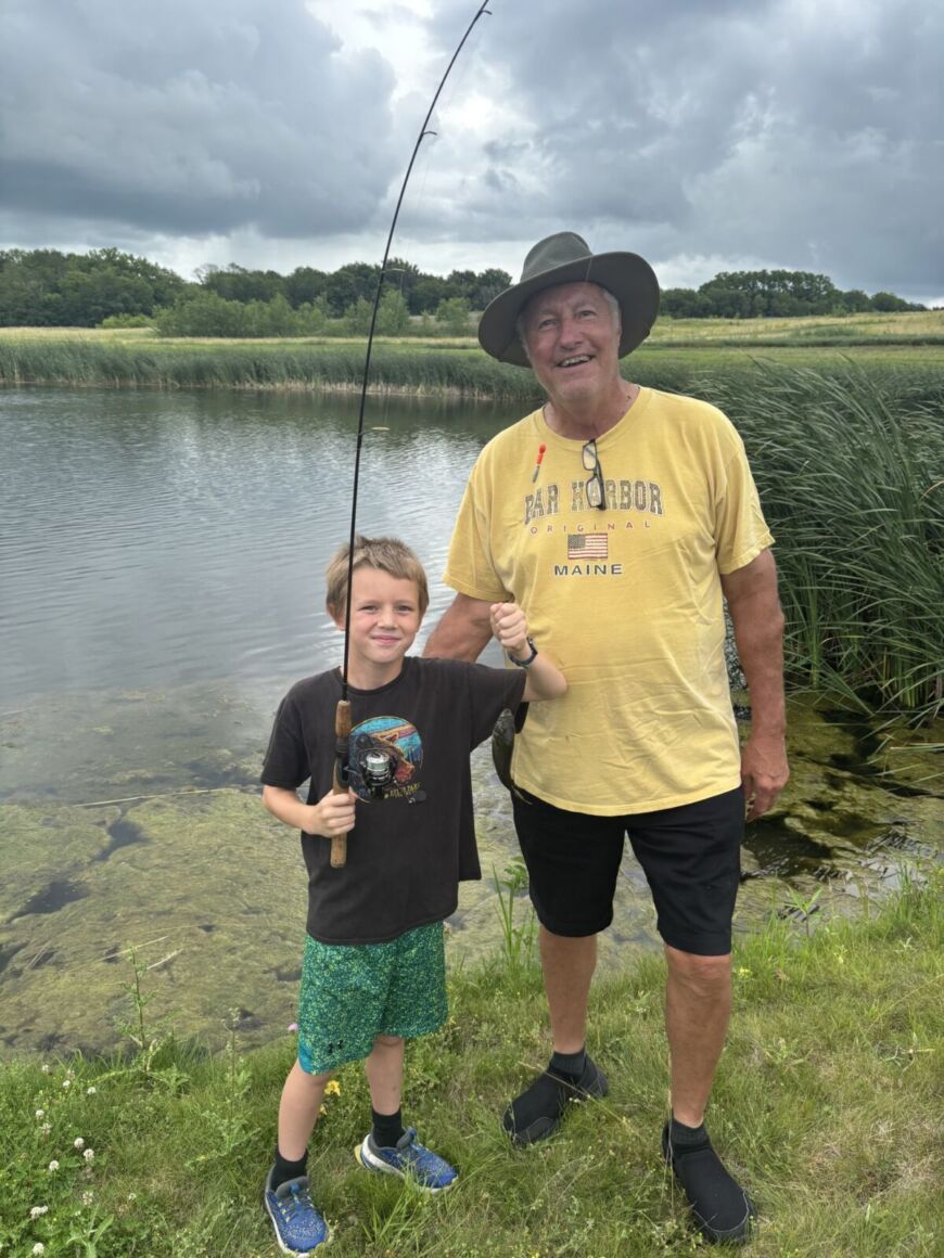 Fishing at Siesta Hills lake in Mankato Minnesota with residents enjoying outdoor recreation
