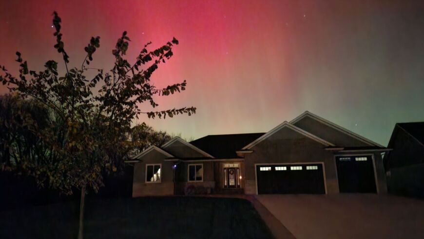 Northern Lights over a home in the Siesta Hills community in Mankato Minnesota