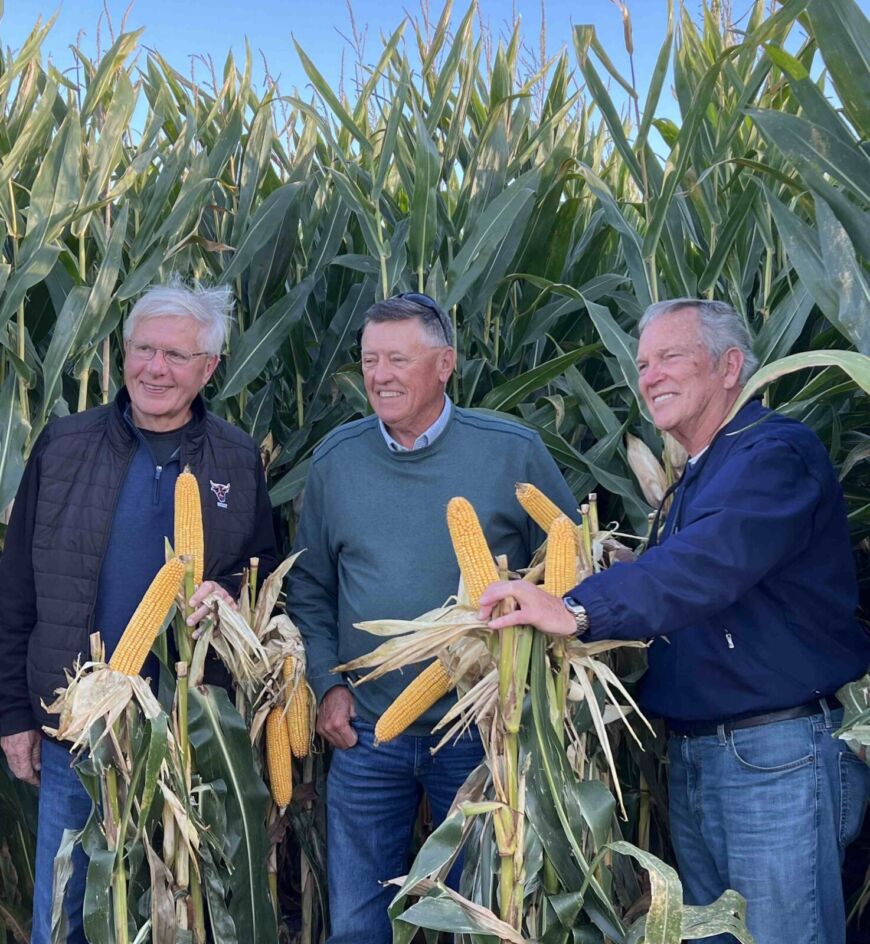 Residents at Siesta Hills in Mankato Minnesota sharing agricultural experience in a cornfield