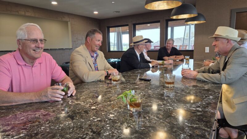 Residents gathered in the Siesta Hills pub room in Mankato Minnesota during a community social event