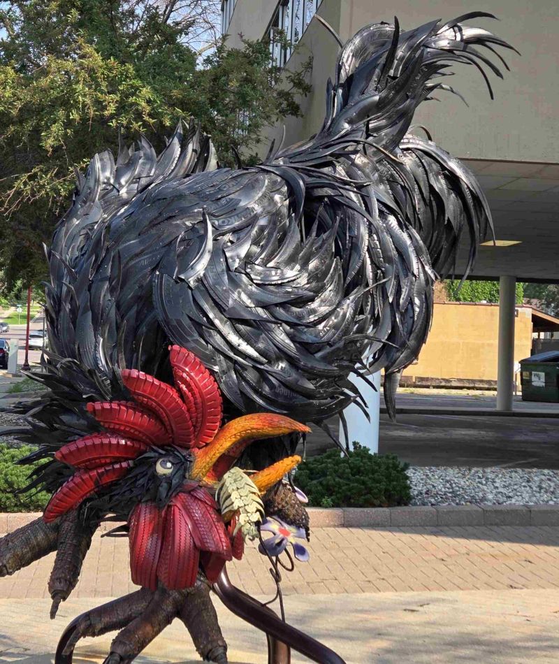 Public art sculpture in downtown Mankato, Minnesota